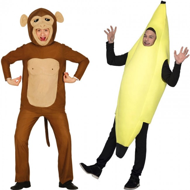 Disfraz de pareja de Mono-Plátano para adulto