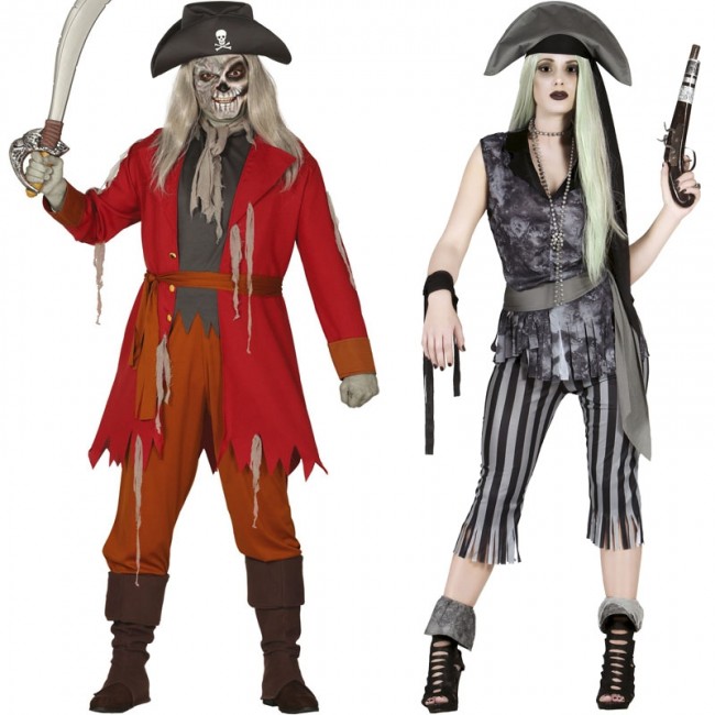 Disfraz de pareja de Piratas Fantasmas para adulto