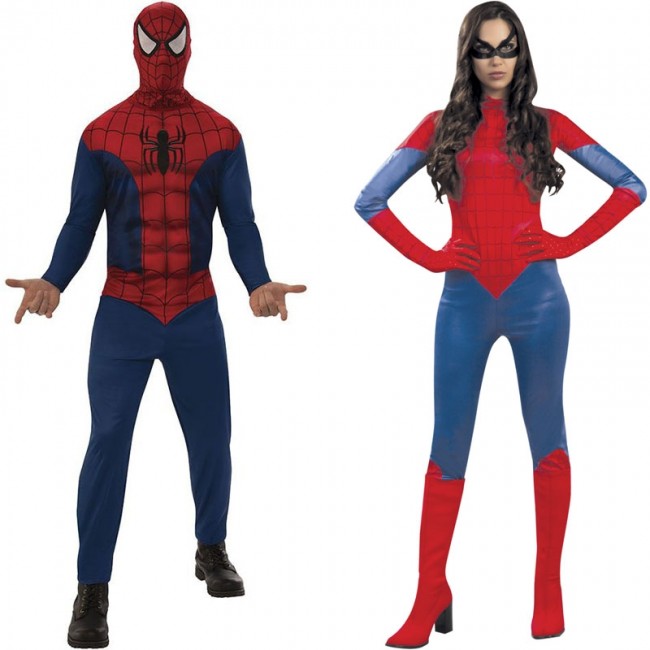 Disfraz de pareja de Spidermans adulto