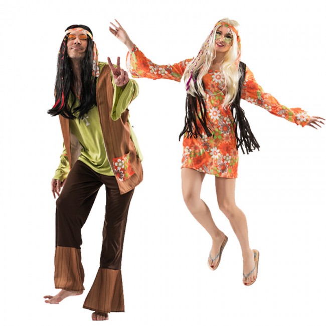 Disfraz de pareja Hippies Ochenteros para adulto | Tienda online