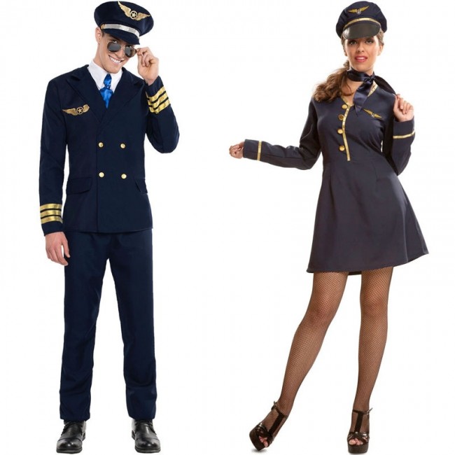 Frugal Culpable Discriminación Disfraz de pareja de Piloto de Avión y Azafata para adulto