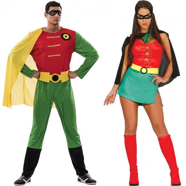 Depresión Decepción contaminación Disfraz de pareja Superhéroes Robin para adulto | Envíos 24 horas