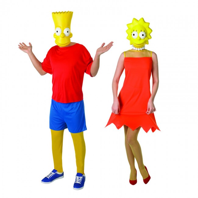 Disfraz de pareja de Bart y Lisa Simpson para adulto
