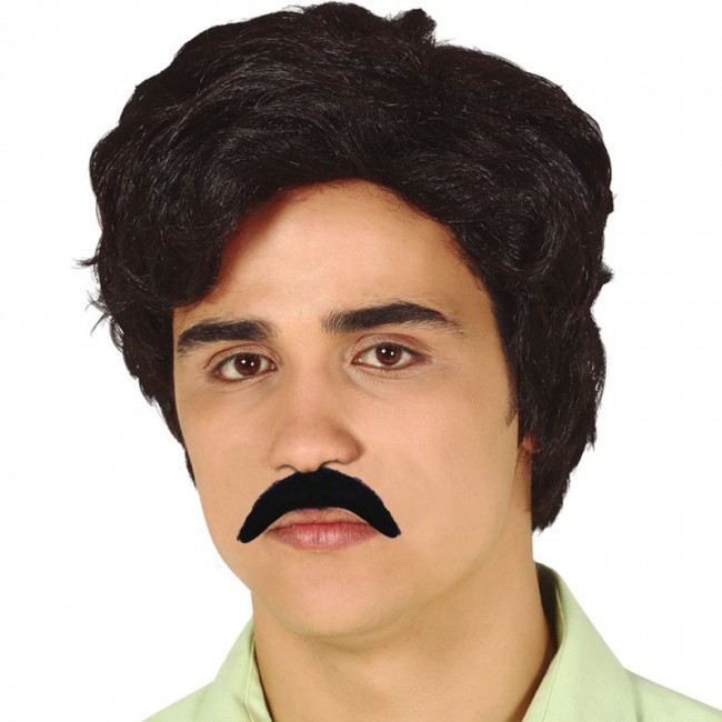 Peluca Pablo Escobar con bigote para disfraz【Envío 24h】