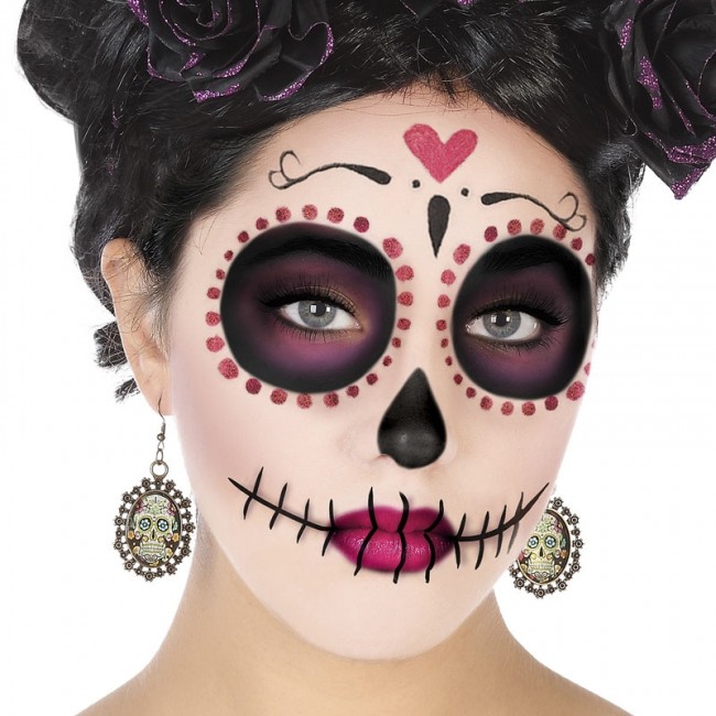 puesto máscara aparato Pendientes Catrina mexicana para Halloween【Envío en 24h】