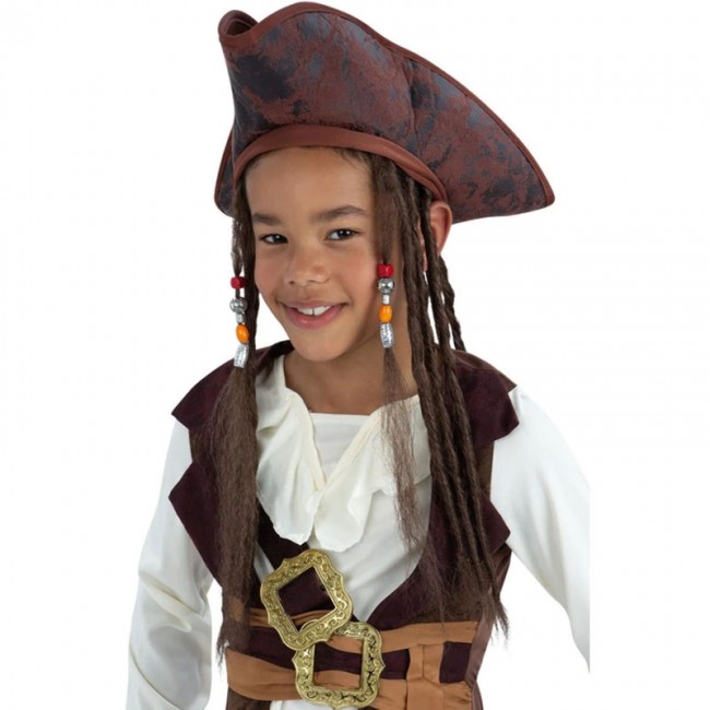 ▷ Comprar Sombrero peluca Pirata Jack Sparrow infantil disfraz |【Envío en 24h】