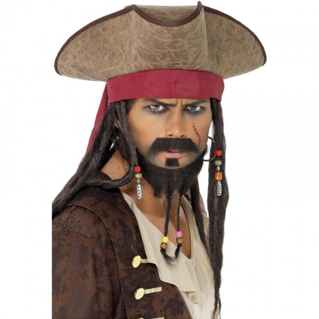 enlace Puro dividir ▷ Sombrero con Peluca Pirata Jack Sparrow 【Envío en 24h】