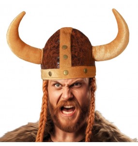 Casco Vikingo con cuernos de tela