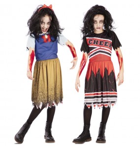 Disfraz de Blancanieves y Animadora zombie reversible para niña 