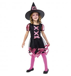 Disfraz de Bruja neón rosa para niña