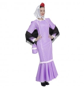 Disfraz de Chulapa lila para mujer