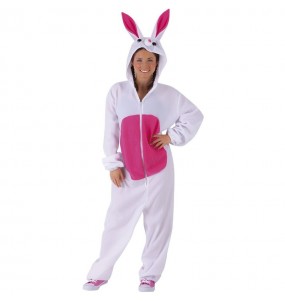 Disfraz de Conejo rosa kigurumi para mujer
