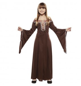 Disfraz de Dama Medieval marrón para niña