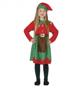 Disfraz de Elfa verde y roja para niña