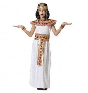 Disfraz de Faraona blanco y dorado para niña