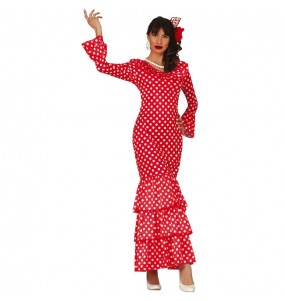 Disfraz de Flamenca Blanca y Roja