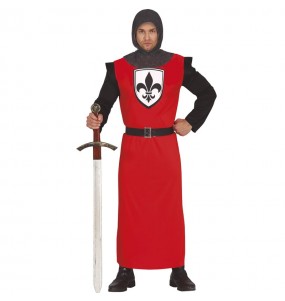 Disfraz de Guerrero Medieval rojo para hombre
