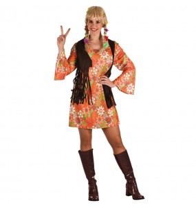 Disfraz de Hippie Marrón Mujer