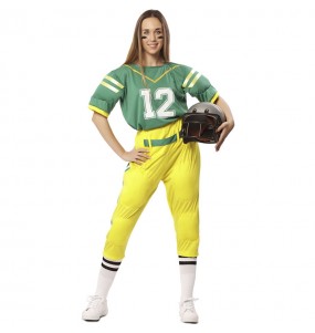 Disfraz de Jugadora Fútbol americano verde para mujer