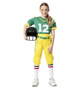 Disfraz de Jugadora Fútbol americano verde para niña 