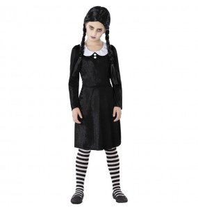 Disfraz de Miércoles Addams negro para niña