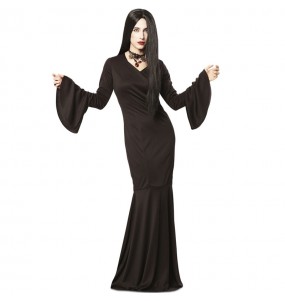 Disfraz de Morticia Addams gótica para mujer 