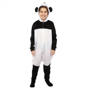 Disfraz de Oso Panda blanco y negro kigurumi infantil Niño