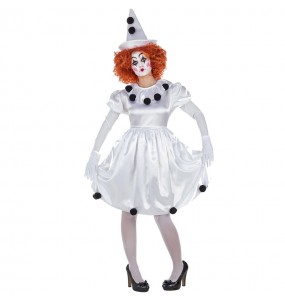 Disfraz de Payasa Pierrot para mujer