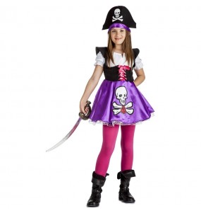 Disfraz de Pirata morado para niña