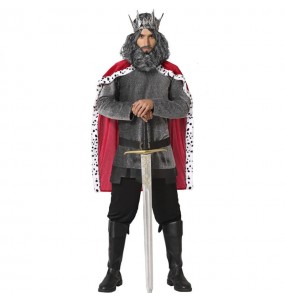 Disfraz de Rey Medieval gris para hombre