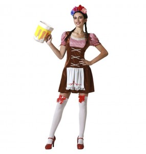 Disfraz de Tirolesa Oktoberfest marrón para mujer