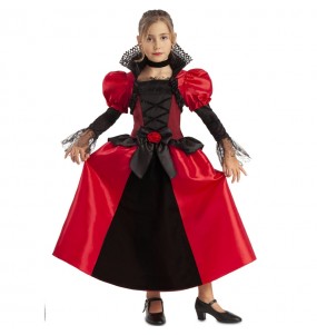 Disfraz de Vampiresa Gótica negra y roja para niña