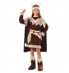 Disfraz de Vikinga marrón para niña