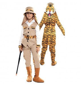 Disfraz Doble de Cazador y Tigre para niños