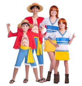 Disfraces Luffy y Nami de One Piece para grupos y familias