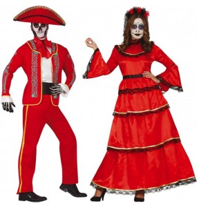 Pareja de Esqueletos Mexicanos Rojos