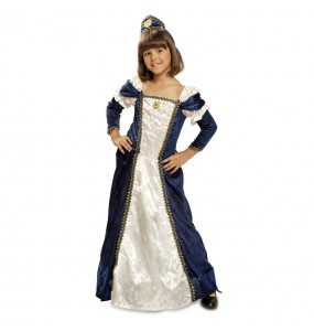 Disfraz de Dama Medieval Azul Lujo