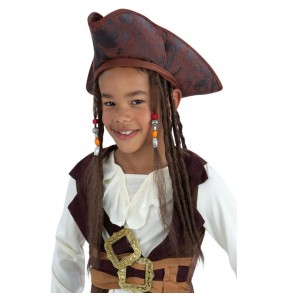 Sombrero con peluca Pirata Jack Sparrow infantil 
