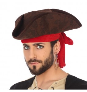 Sombrero de pirata marrón de 3 puntas