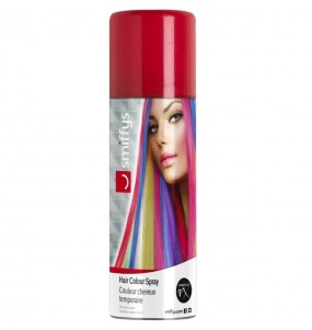 Spray de pelo color rojo 