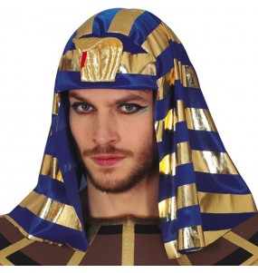 Tocado de Faraón egipcio dorado y azul