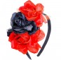 Diadema Catrina con rosas rojas y negras packaging