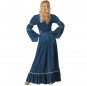 Disfraz de Doncella medieval azul para mujer espalda
