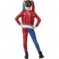 Disfraz de Harley Quinn Azul y Rojo para niña Espalda