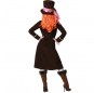 Disfraz de Sombrerera Loca Marrón para mujer Espalda