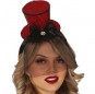Mini sombrero rojo con brillante y velo