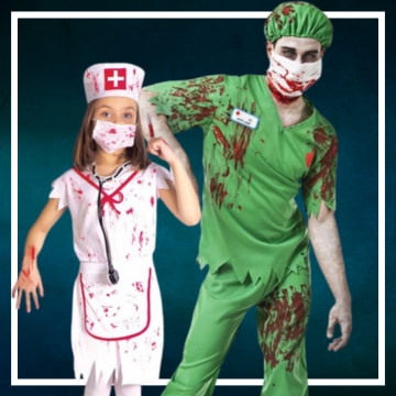 Compra online los disfraces para convertirse en médico zombie