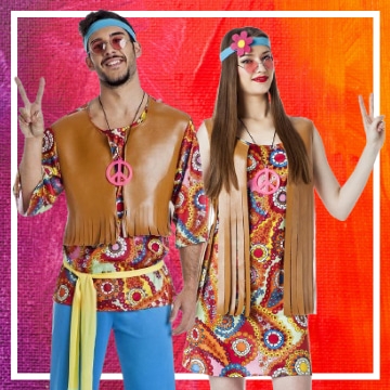 Tienda online de disfraces en pareja de hippies